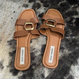 Steve Madden Brown Slide Sandals